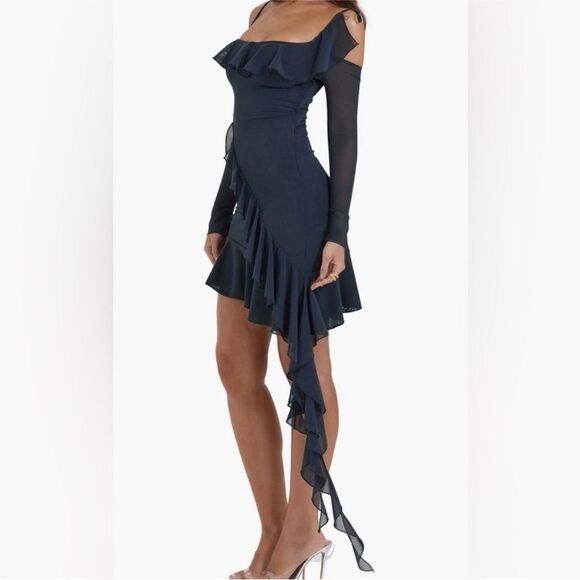 HOUSE OF CB 'Kiki' French Navy Ruffle Mini Dress Small NWT Small $239 - Picture 5 of 6